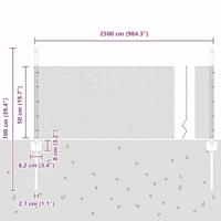 VidaXL Hek met paal zilver 0,5 x 25 m staal - thumbnail
