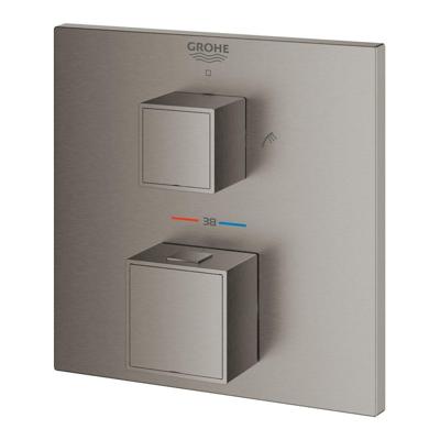 Opbouwdeel GROHE Grohtherm Cube Met Omstel (Douche & Baduitloop) Hard Graphite Geborsteld Opbouwdeel GROHE Grohtherm Cube Met Omstel (Douche & Baduitloop) Hard Graphite Geborsteld