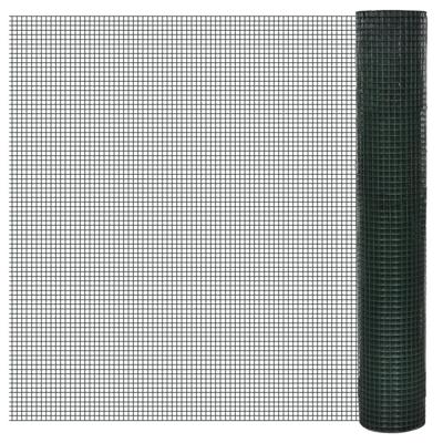 VidaXL Kippengaas 10x1 m gegalvaniseerd staal met pvc-coating groen VidaXL Kippengaas 10x1 m gegalvaniseerd staal met pvc-coating groen
