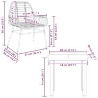 3-delige Tuinset poly rattan glas bruin - thumbnail