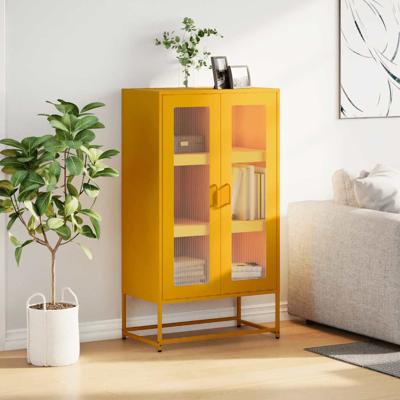Hoge kast 68x39x123 cm staal mosterdgeel - thumbnail
