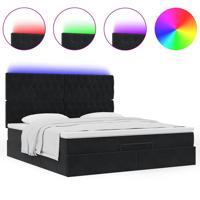 Ottoman bed met matrassen en LED's 160x200cm fluweel zwart - thumbnail