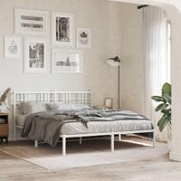 Bedframe met hoofdbord metaal wit 160x200 cm - thumbnail
