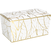 Ballotin | Leaves | karton + PP | 500gr | 132x76x70mm | wit/goud | 150 stuks - thumbnail