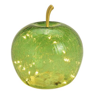 Appel met 20 LEDs en timer van glas, lichtgroen (B/H/D) 16x17x16 cm