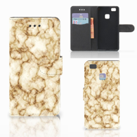 Huawei P9 Lite Bookcase Marmer Goud - thumbnail