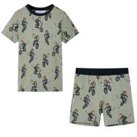 VidaXL Kinderpyjama met korte mouwen 128 lichtkaki - thumbnail