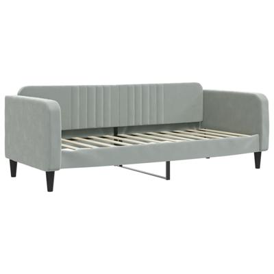 Slaapbank met matras 80x200 cm fluweel lichtgrijs - thumbnail