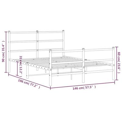 Bedframe met hoofd- en voeteneindemetaal wit 140x190 cm - thumbnail