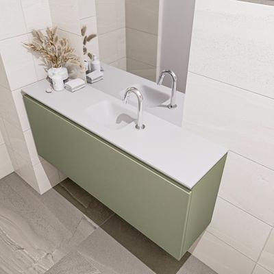 MONDIAZ OLAN 120cm toiletmeubel army. LEX wastafel talc midden 1 kraangat