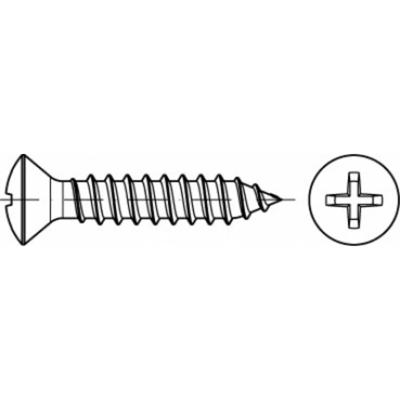 TOOLCRAFT TO-5377671 Bolverzonken plaatschroeven 45 mm Kruiskop Phillips RVS A2 250 stuk(s)