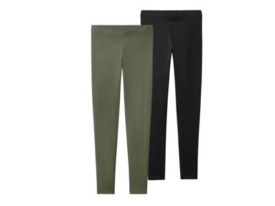 esmara Set van 2 dames leggings (Zwart/groen, S (36-38))
