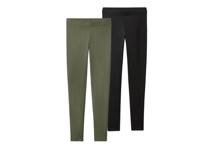 esmara Set van 2 dames leggings (Zwart/groen, S (36-38)) - thumbnail