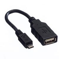 ROLINE USB 2.0 Kabel, USB A Female - Micro USB B Male, OTG, 0,15 m - thumbnail