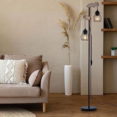 Globo Staande vloerlampMina zwart met hout - 153260S