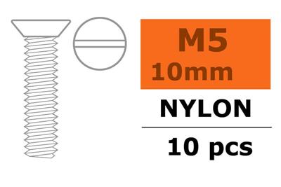 Verzonken schroef met zaaggleuf, M5X10, Nylon (5st)