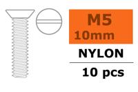Verzonken schroef met zaaggleuf, M5X10, Nylon (5st) - thumbnail