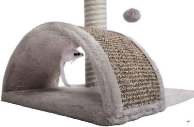 Flamingo Krabpaal - charlton - krabpaal kat - krabmeubel met speeltje en ligplateau - jute krabtouw - 40x41x45 cm - lichtbeige & lichtgrijs