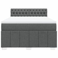 Boxspring met matras stof donkergrijs 140x200 cm - thumbnail