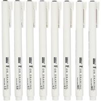 Fineliners, lijndikte 0,03+0,05+0,1+0,2+0,3+0,5+0,8+1,0 mm, zwart, 8 stuk/ 1 doos - thumbnail
