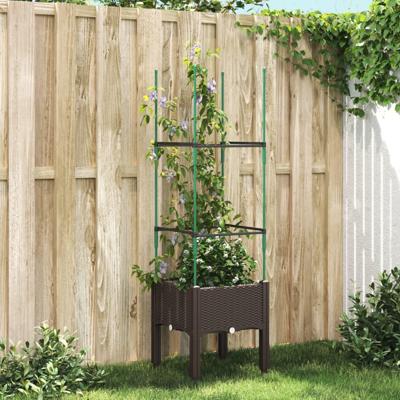 VidaXL Plantenbak met latwerk 40x40x142,5 cm polypropeen bruin