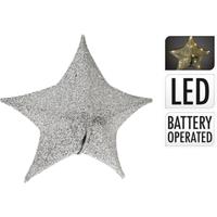 No Brand Kerstster van stof met 30 leds 50 cm kleur zilver - thumbnail