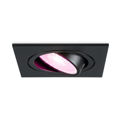 Mallorca - LED inbouwspot - IP20 - Kantelbaar - 5,5 Watt 345 Lumen - Wifi + Bluetooth - RGBWW - GU10 - Google Home, Amazon Alexa en Siri - Vierkant - Voor binnen - Zwart