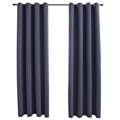 VidaXL Gordijnen verduisterend met ringen 2 st 140x175 cm antraciet