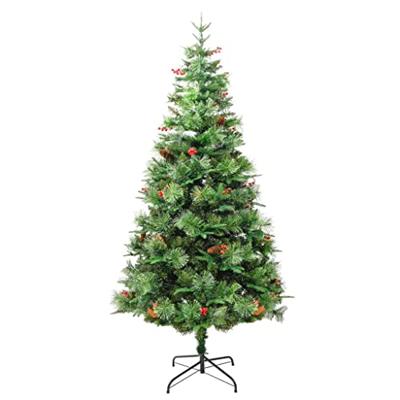 VidaXL Kerstboom met led en dennenappels 225 cm pvc en pe groen