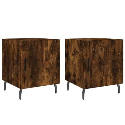 Nachtkastjes 2 st 40x40x50 cm bewerkt hout gerookt eikenkleurig