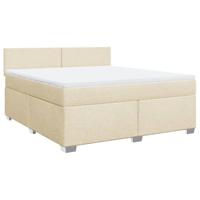Boxspring met matras stof crèmekleurig 180x200 cm - thumbnail
