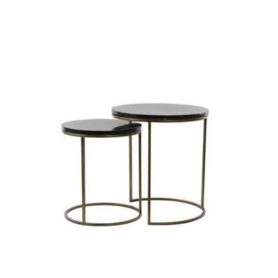Light&living Bijzettafel S|2 Ø40x45+Ø50x52 cm SOBRINA zw. agaat+ant...