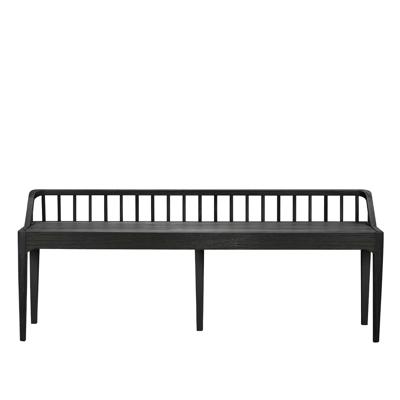 Ethnicraft Eetkamerbank 'Spindle' Gevernist Eikenhout, 150cm, kleur Zwart Ethnicraft Eetkamerbank 'Spindle' Gevernist Eikenhout, 150cm, kleur Zwart