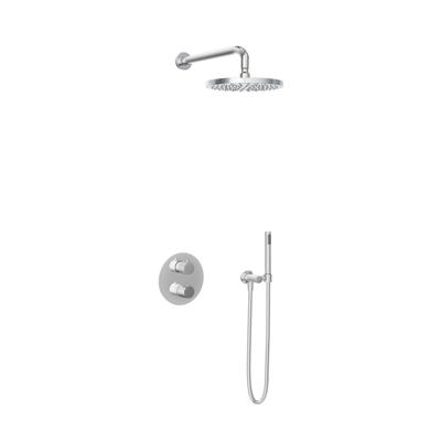 Hotbath Buddy - Inbouw Regendoucheset - Thermostatisch - Wandarm 35 cm - Hoofddouche 250 mm - Staafhanddouche - met 2-Weg Stop-Omstel - Waterbesparend - V01