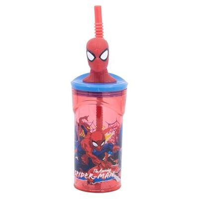 Beker met Rietje Spider-Man Moving Target 360 ml 3D