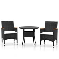 3-delige Tuinset poly rattan zwart - thumbnail
