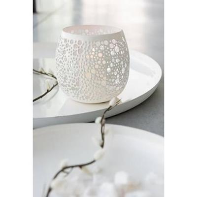 J-Line theelichthouder Geperforeerd - metaal - wit J-Line theelichthouder Geperforeerd - metaal - wit