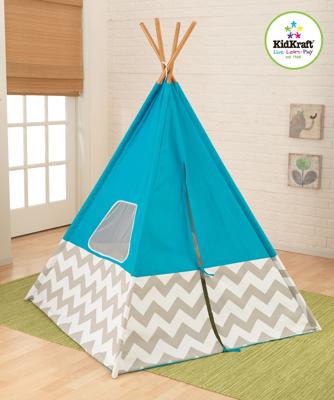 KidKraft 223 Luxe turquoise speelwigwam voor kinderen, 162 cm hoog, voor binnen en buiten