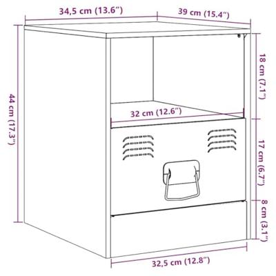 Nachtkastjes 2 st 34,5x39x44 cm staal wit