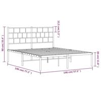Bedframe met hoofdbord metaal zwart 140x190 cm - thumbnail