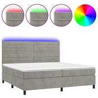 Boxspring met matras en LED fluweel lichtgrijs 200x200 cm - thumbnail