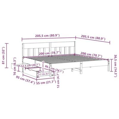 Bedframe zonder matras massief grenenhout 200x200 cm