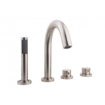 Wiesbaden Caral badrandkraan thermostatisch 4 gats afbouwset met inbouwdeel geborsteld staal sw68783/sw68919 Wiesbaden Caral badrandkraan thermostatisch 4 gats afbouwset met inbouwdeel geborsteld staal sw68783/sw68919