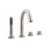 Wiesbaden Caral badrandkraan thermostatisch 4 gats afbouwset met inbouwdeel geborsteld staal sw68783/sw68919 - thumbnail