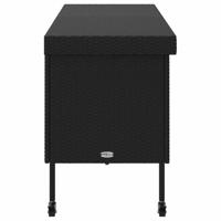 Tuinbox met wielen 160x55x75 cm poly rattan zwart - thumbnail