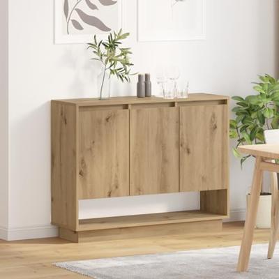 Dressoir artisanaal eikenkleurig 97 x 29 x 75 cm Bewerkt hout Dressoir artisanaal eikenkleurig 97 x 29 x 75 cm Bewerkt hout