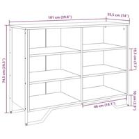 Dressoir 101x35,5x74,5 cm bewerkt hout bruin eikenkleur - thumbnail
