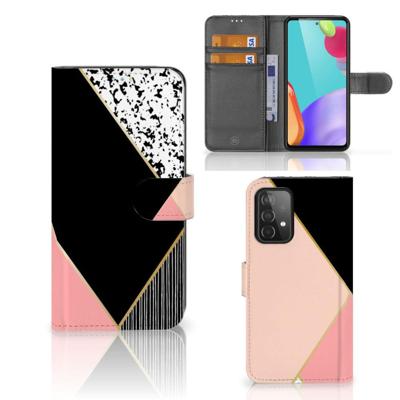 Samsung Galaxy A52 | Book Case | Zwart Roze Vormen