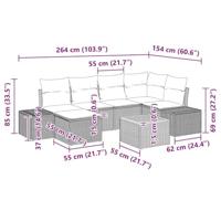 Tuinbankenset met kussen 7 pcs Zwart poly rattan - thumbnail