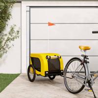 Hondenfietstrailer oxford stof en ijzer geel en zwart - thumbnail